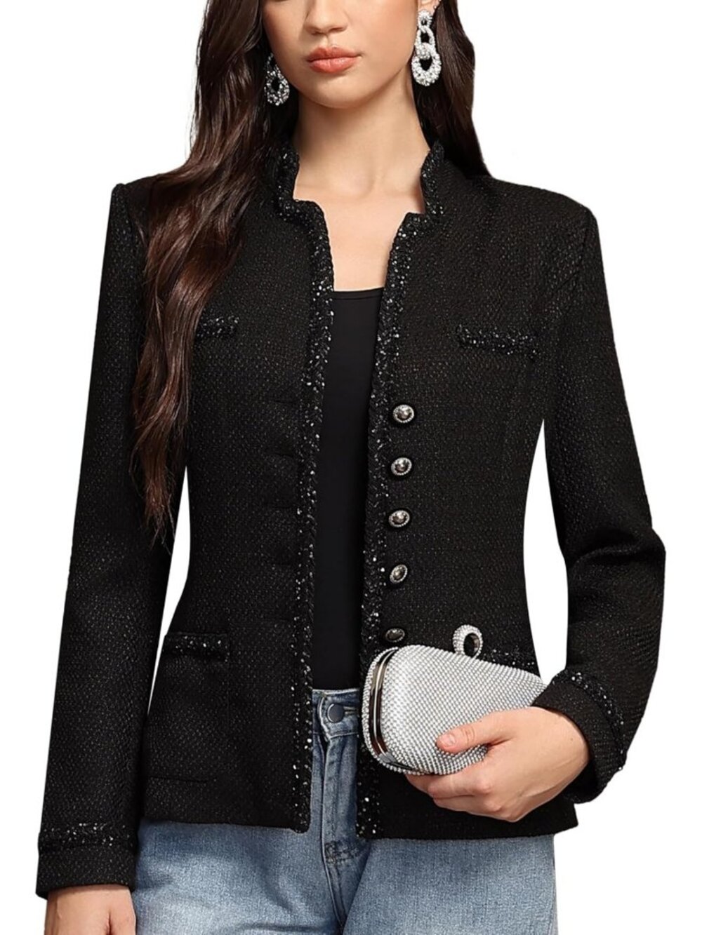 Chic Tweed Blazer for Women | Dressy Casual Jacket | Stylish Layering Piece